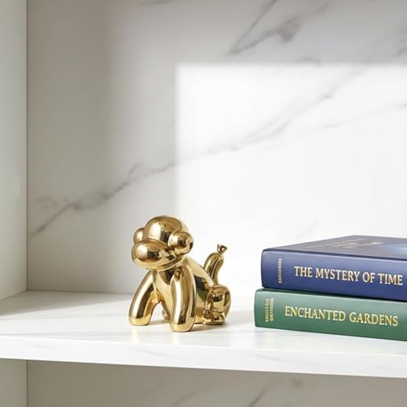 Gold Home Décor Balloon Figurine Accent, Small Ceramic Animal Statue Handmade Sculpture Ornament (Monkey) - Image 3